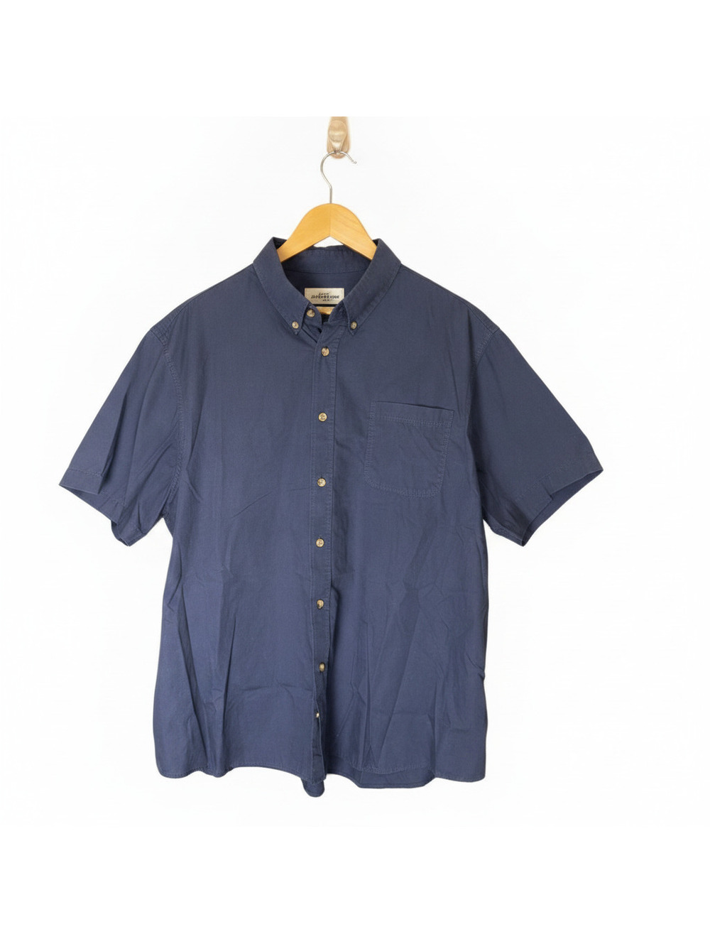Kingsize Men's Big 4XL Button-Up Short Sleeve Shirt Blue - Picture 2 of 3